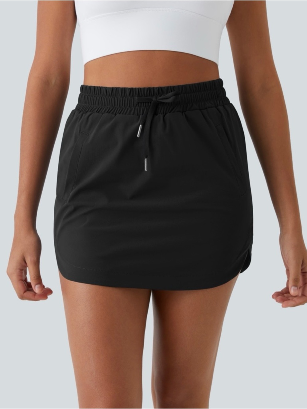 Halara High Waisted Curved Hem Mini Golf Skort Black Women's Size SM - Picture 4 of 14